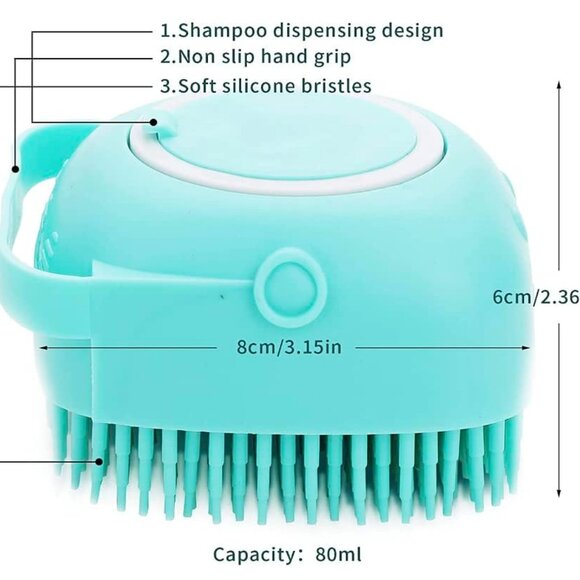Pet Bath Massage Brush Puppy Dog Cat Grooming Cleaning Soft (Mint) - Picture 3 of 10
